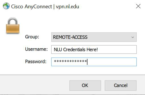Screenshot of the Cisco AnyConnect sign in dialog