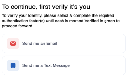 Screenshot of the verification method selection screen